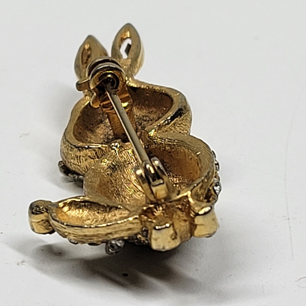 Vtg Alice Caviness Bunny Rabbit Pin Rare Rhinestone Brooch Easter Spring Signed - Picture 13 of 15